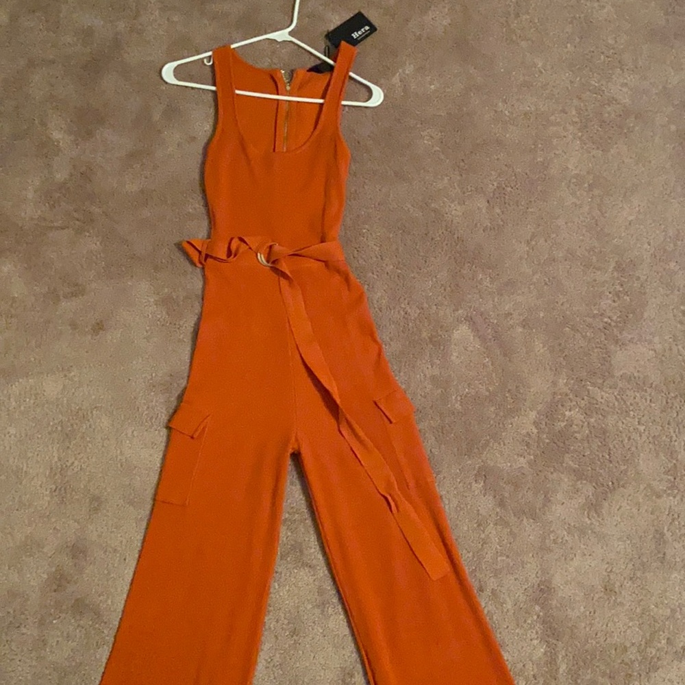 Belted jumpsuit with cargo pockets